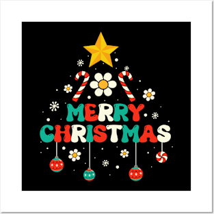 Merry Christmas Groovy Family Xmas Tree Family Christmas Posters and Art